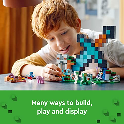 LEGO Minecraft The Sword Outpost 21244, Building Toy with Creeper, Soldier, Pig and Skeleton Figures, Gift for Kids, Boys and Girls Ages 8 Plus Years Old