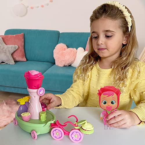 Cry Babies Magic Tears Happy Flowers - Rose's Bike Cart Playset | 17+ Accessories and Exclusive Rose Doll