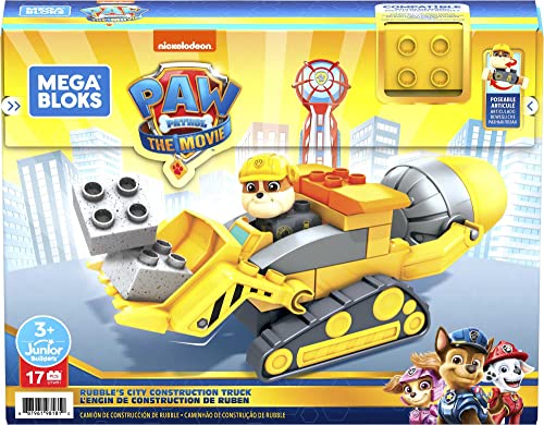 Mega Bloks PAW Patrol Rubble's City Construction Truck, Building Toys - sctoyswholesale