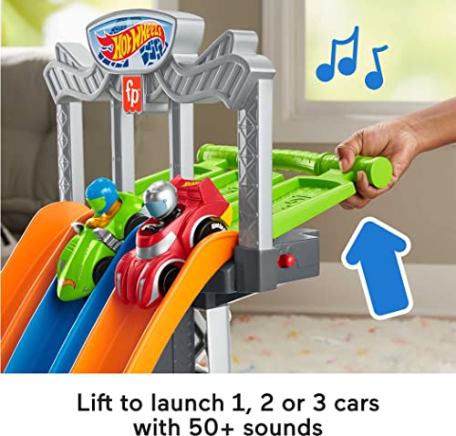 Fisher-Price Little People Toddler Playset, Hot Wheels Racing Loops Tower, Spiral Racetrack with Stunt Ramp and Sounds