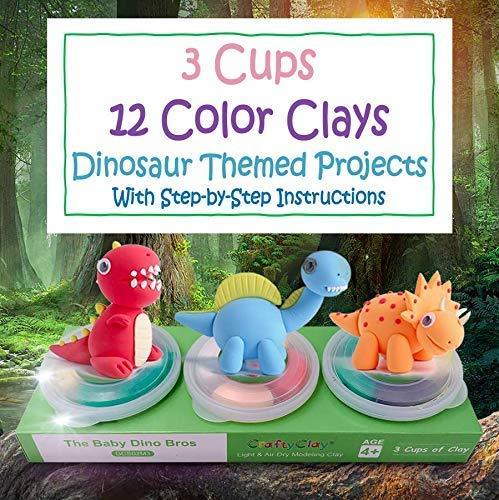 The Baby Dino Bros Modeling Clay Craft Kits | 12 Color Premium Soft Air Dry Clay - sctoyswholesale