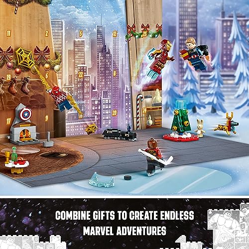LEGO Marvel Avengers 2023 Advent Calendar 76267 Holiday Countdown Playset with Daily Collectible Surprises and 7 Super Hero Minifigures such as Doctor Strange, Captain America, Spider-Man and Iron Man
