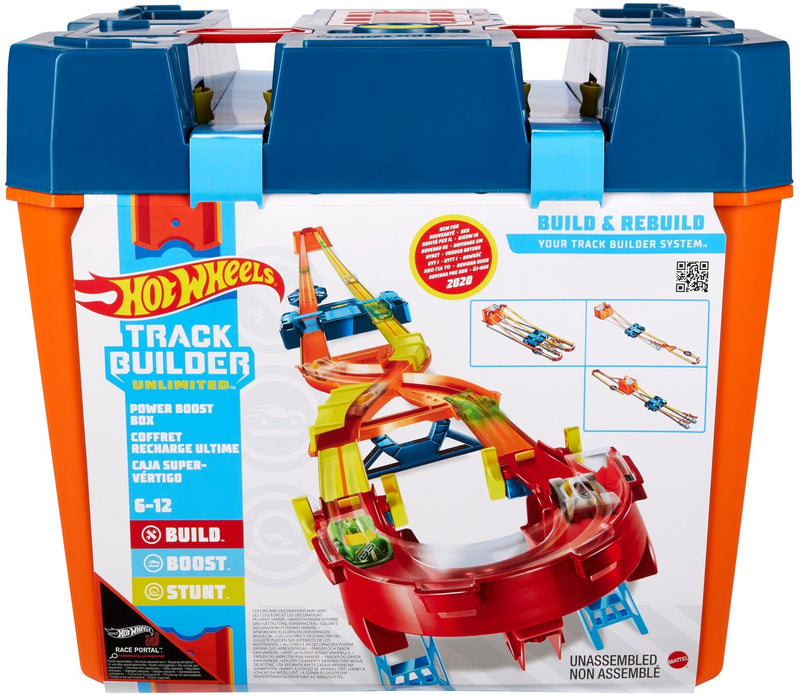 Hot Wheels Track Builder Unlimited Power Boost Box Compatible id Four Plus Builds 20 feet of Track Gift idea for Kids 6, 7, 8, 9, 10 and Older - sctoyswholesale