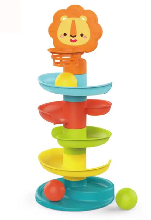 Baby 5 Layer Ball Drop and Roll Swirling Tower Huanger Roll Ball Toys Rolling Ball Pile Tower