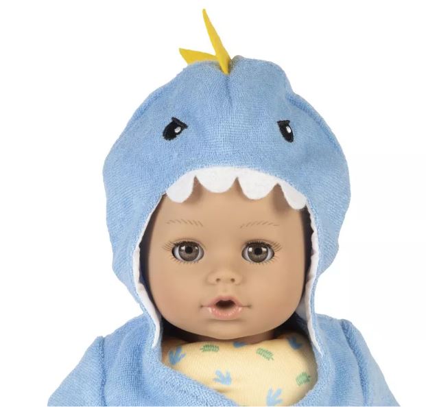 Adora Baby Bath Toy Dino, 13 inch Bath Time Doll with QuickDri Body