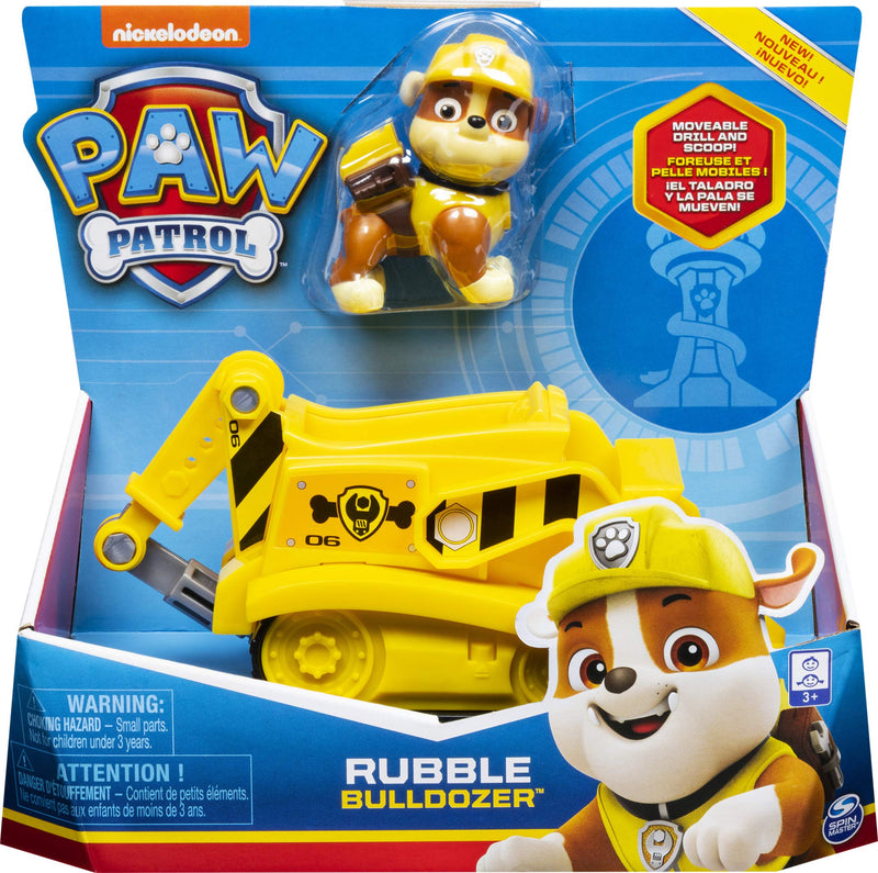 Paw Patrol, Rubble’s Bulldozer Vehicle with Collectible Figure, for Kids Aged 3 and Up