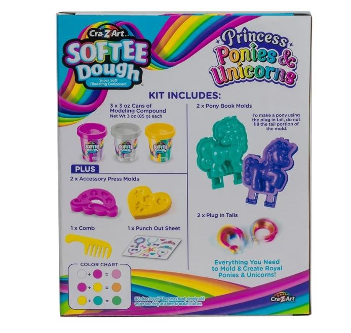 Cra-Z-Art Softee Dough Princess Ponies & Unicorn, 1 Multicolor Dough Kit