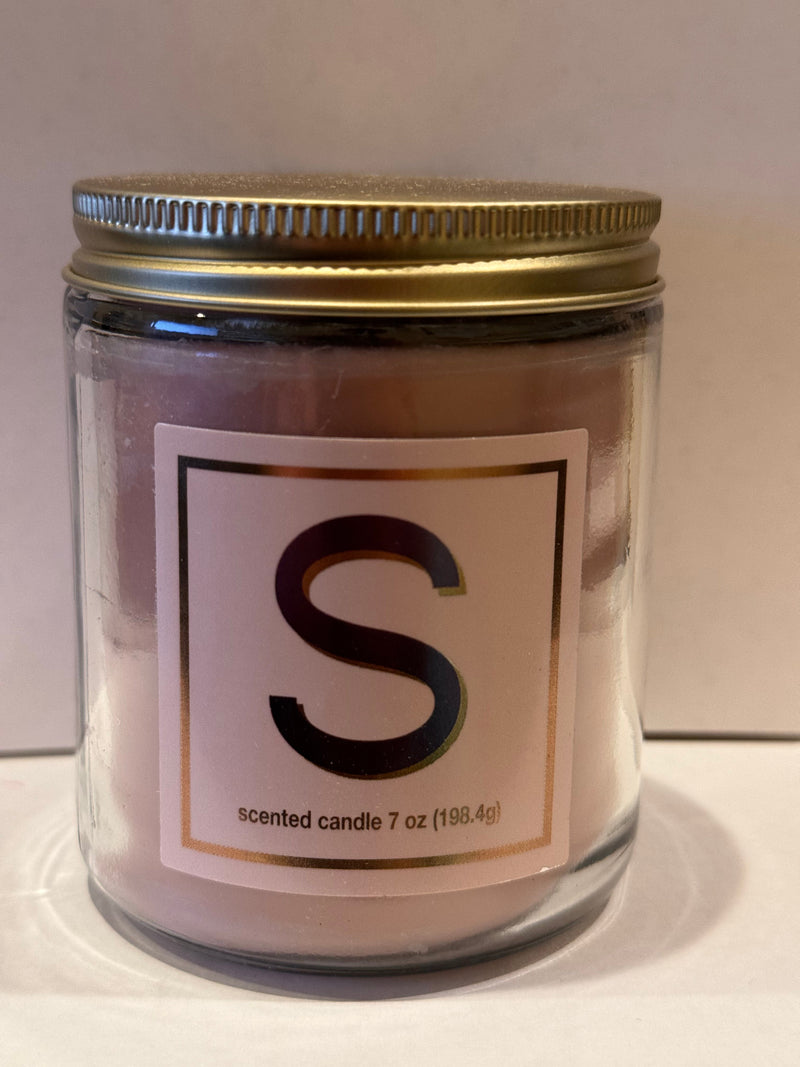 7oz Scented Monogram Letter  Candle with Gold Matte Lid