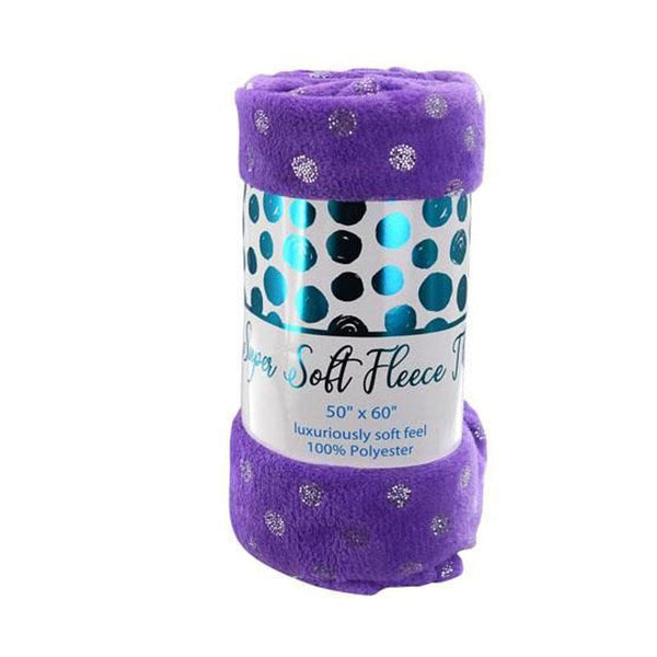 Super Soft Fleece Throw With Dots - Purple - sctoyswholesale