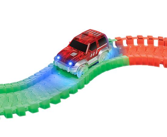 Glow In The Dark Toy Car Track Set With Electric LED Light Car 11ft Bendable, Flexible, - sctoyswholesale
