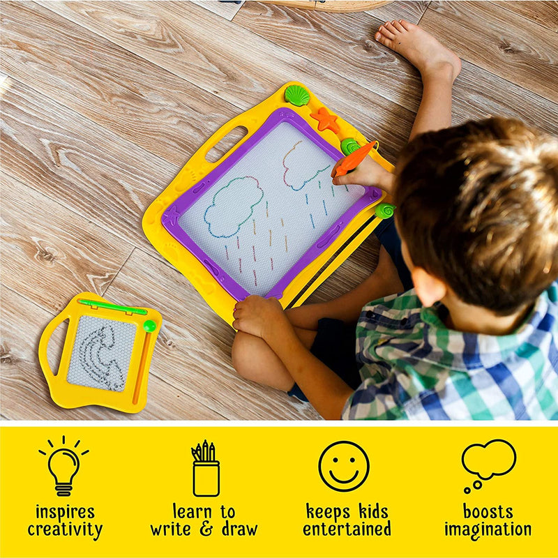 Magnetic Drawing Board Pad For Kids And Toddlers - 16 Inch Large Writing Board With Stamps Extra Travel Doodle Included - For Boys And Girls