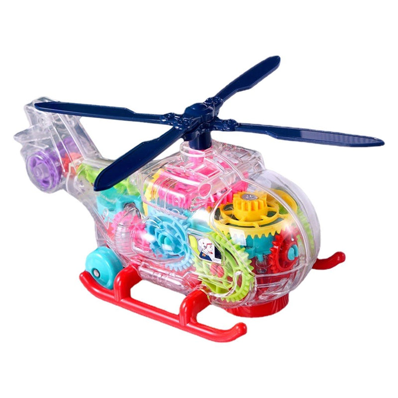 Colorful Transparent Mechanical Gear Helicopter Toy Lighting Music - sctoyswholesale