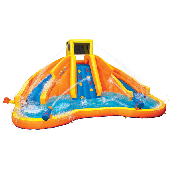 BANZAI Twin Falls Lagoon Giant Inflatable Water Park Bounce House - Two Water Slides & Climbing Wall - Outdoor Summer Fun For Kids & Families - sctoyswholesale